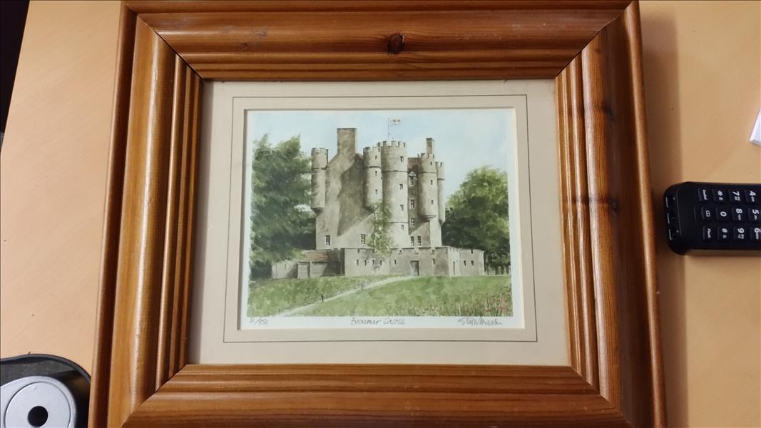 This is a lovely limited edition print 31/850 by Glyn Martin of Braemar Castle Aberdeenshire, size 370 x 320 inc frame 